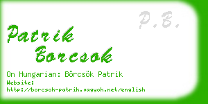 patrik borcsok business card